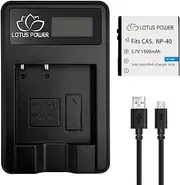 LOTUS POWER NP 40 Battery and Charger, Intelligent NP-40 Charger & Battery CNP40 Suitable for Digital Camera Casio Exilim EX-Z1000 EX-FC100 / Pentax XG-1 / Kodak AZ421 Camera (1 Charger&1 Battery)