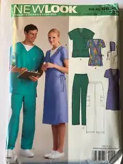 Uncut Size 30-48 Adults Dress, Top, Pants & Mask Scrubs Pattern, New Look 6634