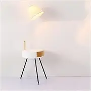Modern Floor Lamp with Table & Drawers, Premium Night Stand Floor Lamp with Table, Bedside Table with Lamp Attached, Small Side Table Lamp for Bedroom Standing Light(White)
