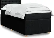 vidaxl - Box Spring Bed: Dark Grey King Single Bed - LED, Mattress & top Comfort