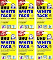 UHU White Tack Sticky Reusable Glue Putty - Pack of 6