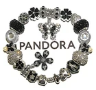 AUTHENTIC Pandora Bracelet W/European Charms, Black & White Butterflies, Ladybug