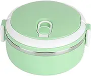 Stackable Lunch Box, 304 Stainless Steel Thermal Lunch Box Stackable Hot Food Insulated Box Round Lunchbox Sealed Food Containers for Travel Picnic (Monolayer 304 Thickened (Nordic Green))