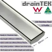 Custom Shower Grate - Tile Insert - 85mm - Brushed Finish (Up to 1500mm)