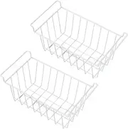 2pcs Freezer Organizer Bins, Freezer Refrigerator Basket Storage Rack Bins, Metal Wire Baskets with Handles for Upright Refrigerator Chest Freezer (49.5x24.5x20cm / 19.5x9.6x7.9in) ( Size : 49.5x24.5x