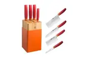 Zwilling S Series Santoku Chef's Knife Chopper 5Pc Knife Set - Pomegranate