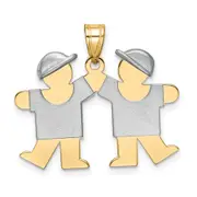 14k Two-tone Gold Two-tone Gold Small Double Boys Engravable Charm