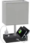 Table Lamp for Bedroom with Dual USB Ports, Grey Fully Dimmable Bedside Lamp wit