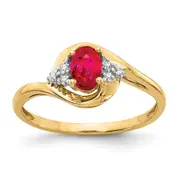 14K Yellow Gold Ruby and Real Diamond Ring