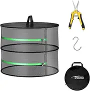 iPower Herb Drying Rack Zippered 2 Layer 24" Hanging Dryer with Garden Pruning Shear and Hook for Hydroponics Herb, Plant, Seed, Bud in Closets, Grow Tents & Outdoor