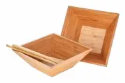 Heim Concept Bamboo Salad Bowl 4pc set w/ Serving Hands
