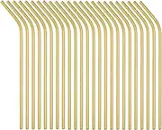 50-Pack Stainless Steel Straws,8.5Inch Reusable Drinking Metal Straws For 20oz Tumblers Yeti Cups Travel Mugs,Eco-Friendly Dishwasher Safe (All bent 50pcs -Gold 8.5")