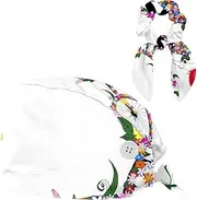[FVQL] 1 Pack Surgical Hats for Women, Scrub Cap with Hair Scrunchy, Butterfly and Bike Pattern Floral