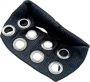 Women Hollow Out Eyelets Elastic Headband,Punk Grunge Metal style Hairband,Fashion Accessories (1 Count,Black)