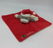 Baby Starter Red Santa Christmas Satin Sock Monkey Lovey Security Blanket Plush