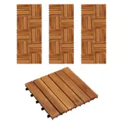 Set of 30 Decking Tiles Vertical Pattern 30 x 30 cm Acacia Hardwood Floor Tile