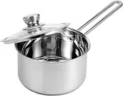 3 Quart Saucepan with Glass Lid Stainless Steel Small Milk Pan Safe Small Cooking Pot Uncoated Non-Stick Sauce Pot Induction Cookware for Heat Milk