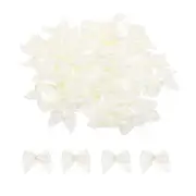 60Pcs Mini Beige Ribbon Bow with Pearl 1" Ribbon Flowers Applique