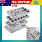 3pcs Jewelry Display Organizer Box Tray Holder Earring Ring Storage Case Boxes