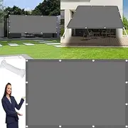 Sunscreen Awning Canopy 1.8 x 3.2 m(5.9 x 10.5ft) Waterproof Water-Resistant Sun Shade Tear Resistant for Outdoor Garden Patio Party Backyard Yard Camping, Light Grey