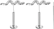 [Lantine] Labret Piercing 16g (1.2mm) - G23 Titanium Pin Plug with Snake - 6mm, 8mm, 10mm, 12mm Bar Length - for Helix, Tragus, Cartilage, Monroe, Lip Piercing - Push-in without Thread, Includes Insertion Aid