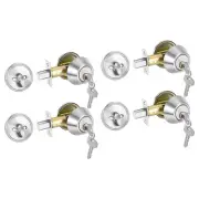 4Pcs Single Cylinder Deadbolts Exterior Door Lock with Different Keys Silver