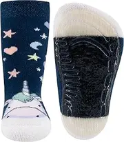 [EWERS] Unicorn Stopper Socks with Non-Slip Sole for Girls, Non-Slip Socks with Rubber Sole, Made in Germany, 1 Pair of Non-Slip Children's Socks, Blue, Size