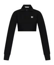 Palm Angels PA Monogram Embroidered Cropped Polo Shirt XXS,S,XS,L,M Black