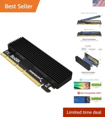 NVMe M.2 SSD Adapter with PCIe X16/X8/X4 Compatibility & Tools Included