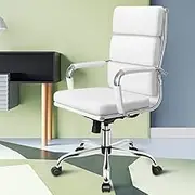 ALFORDSON High Back White Office Desk Chair with SGS Listed Gas Lift & Padded Seat, PU Leather Home Ergonomic Office Chair Height Adjustable, Home Office Computer Gaming Chair, Max 150kg Loading
