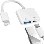 [2 in 1] 8-PIN to USB 3.0 OTG Adapter for iPhone Connect USB Flash Drive, Camera