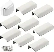 Length 80mm Aluminium Alloy Finger Edge Handle Pull Matt White Modern Style Drawer Cupboard Handles Wardrobe Handles(8 Pieces)