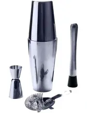 [Salt&Pepper] Bond Boston Shaker Set 5 Piece in Silver