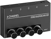 4 Channel Audio Amplifier Headphone Splitter with 4 3.5MM Headphone Output and 3.5MM Audio Input