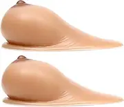 YOPADO 1 Pair Silicone Fake Breast Breast Water Drop Shape Self Adhesive for Crossdressing Men and Women, Mastectomy Prostheses, Transgender, Cosplay (1200g/Pair, Suntan)