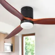 52" Farmhouse Flush Mount Ceiling Fan with Light and Remote 3 Blade Reversible