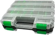 Fonowx Fishing Box for Small Parts with Removable Sections And Clear Lid, Green
