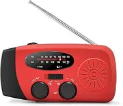Weather Radio, Solar Hand Crank Radio, Portable SOS Alarm, AM/FM & LED Flashlight, with 2000mAh Rechargeable Battery, IPX3 Waterproof Design