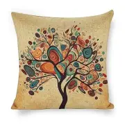 Pillow Covers 18x18 Square Linen Colorful Abstract Tree Decorative Pillowcase