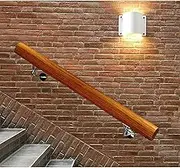 Wooden Handrails for Stairs Indoor Grab Bar Handrail Wall Mounted Staircase Handrails with Stainless Steel Brackets, Stairs Railing for Home Corridor Support Rod(1ft/30cm)
