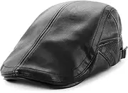 [Ueither] Men's Beret Cap Newsboy Flat Cap PU Leather Gatsby Flat Cap