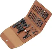 Manicure Set Professional Nail Clippers Pedicure Kit 16pcs, Portable Stainless Steel Nail Kit Nail Clipper Set Manicure Set, Pedicure Kit Grooming Kit with Brown Leather Case for Men Women (Brown)