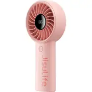 JISULIFE Handheld Mini Fan, 5000mAh Upgraded Portable Fan with Powerful Wind, USB Rechargeable Mini Hand Fan with Digital Display,5 Wind Speeds, Ideal for Travel/Beach/School/Makeup - Pink