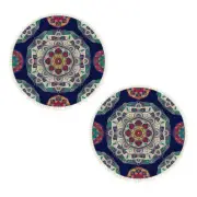 NNEAGS 2X 90cm Round Rug Bohemian Circle Area Rug with Bohemian Geometric Patter