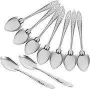 GLEAVI 50pcs Stainless Steel Long Handle Dessert Spoons Portable Mixing Spoons for Rice Dishes and Fruits Resistant Kitchen Essential for Fast Food and