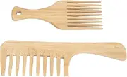 Hair Detangler Bamboo Comb, Bamboo Hair Pick Comb 2pcs Promote Dense Tooth Anti Static Styling for Daily Life