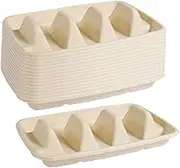 Taco Plates and Holders Set - 24PCS Disposable Holders, Paper Plates With Dividers, Party Decorations, Tray Stand, Bar Serving Supplies