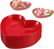 10 Pcs Red Heart Plates, Valentine's Day Heart Shaped Bowls 5.8 Inch Wheat Straw Small Snack Dessert Dishes Salad Plates for Dinner Appetizer Sauce Dish Dipping Snack Fruit Dessert Steak Serving