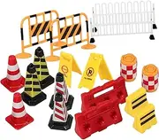 KICHOUSE 18Pcs Mini Road Block Traffic Signs Caution Markers Miniature Traffic Models for Engaging Learning Tool for Education