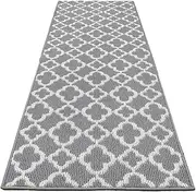 DxZephious Runner Rug for Hallway 60 * 180cm Non Slip Kitchen Floor Carpet Runners Grey Moroccan Trellis Machine Washable Area Rug for Entryway Bathroom
